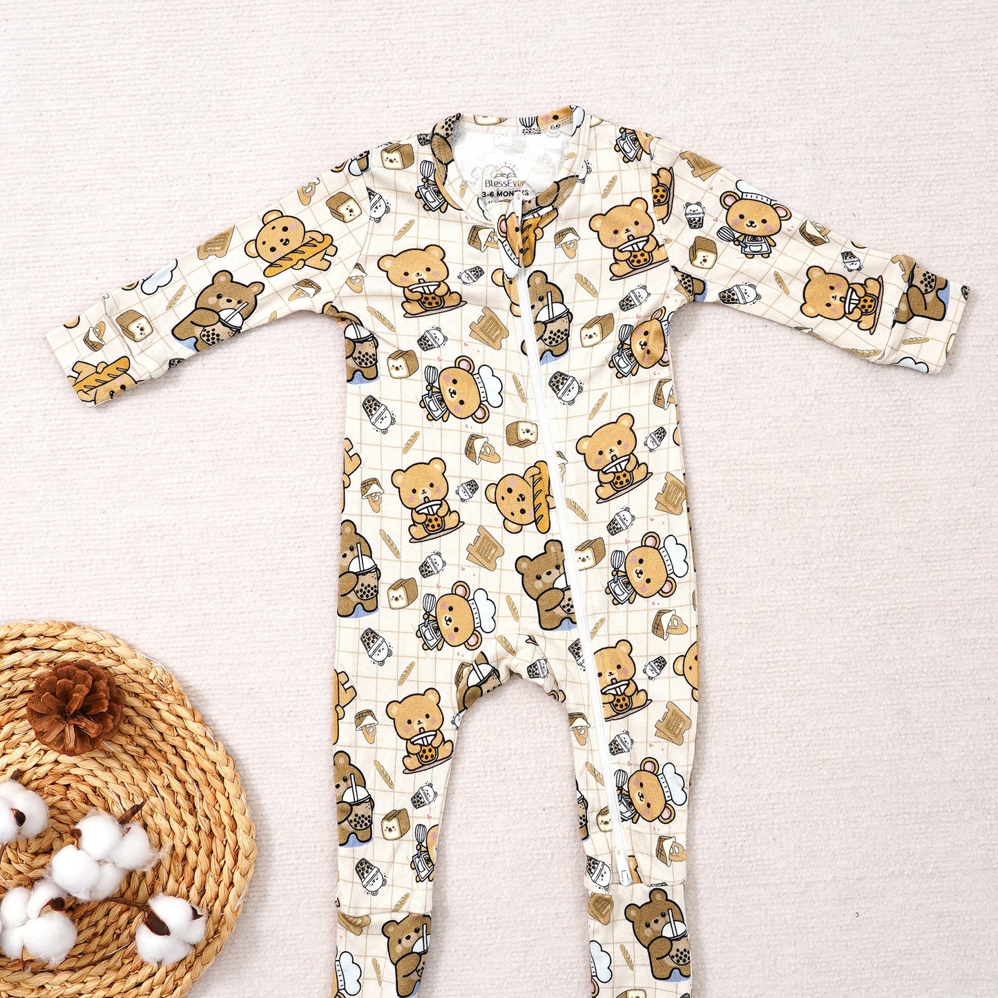 Boba Bear Bakery Cafe Romper