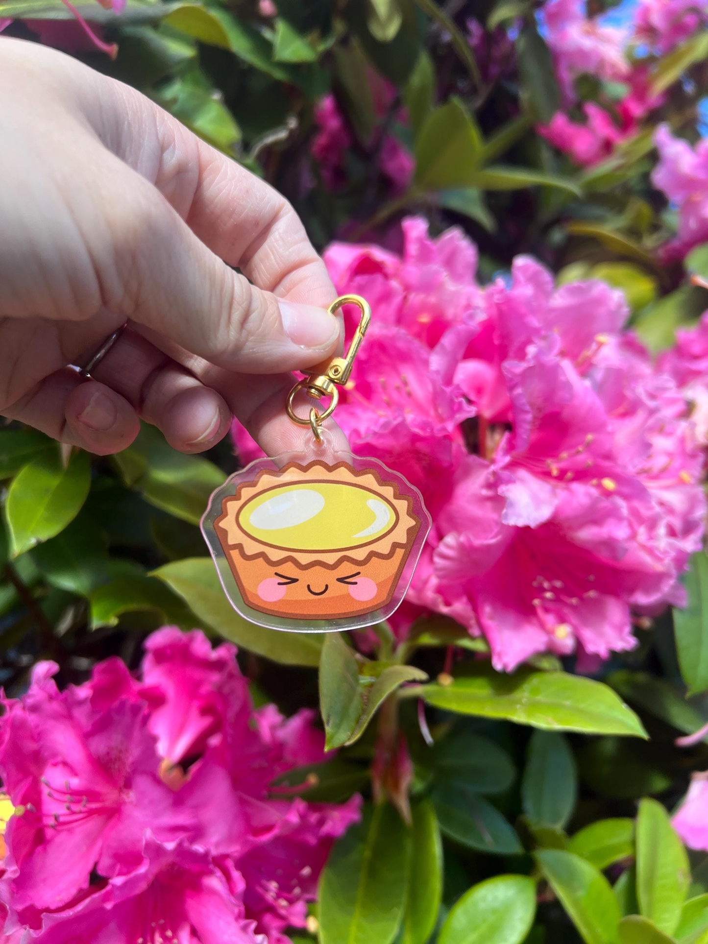 Egg tart acrylic key chain