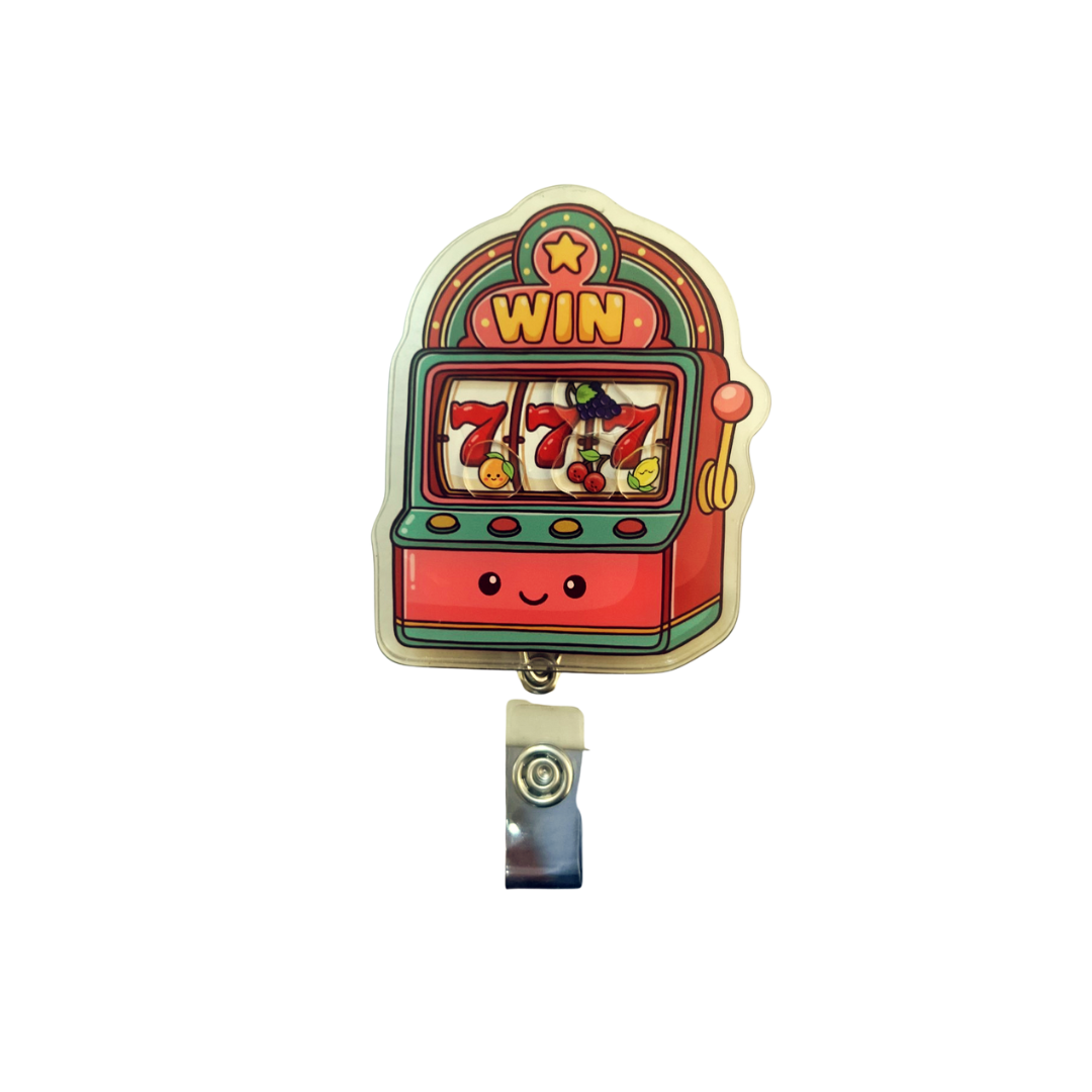 Slot machine badge shaker