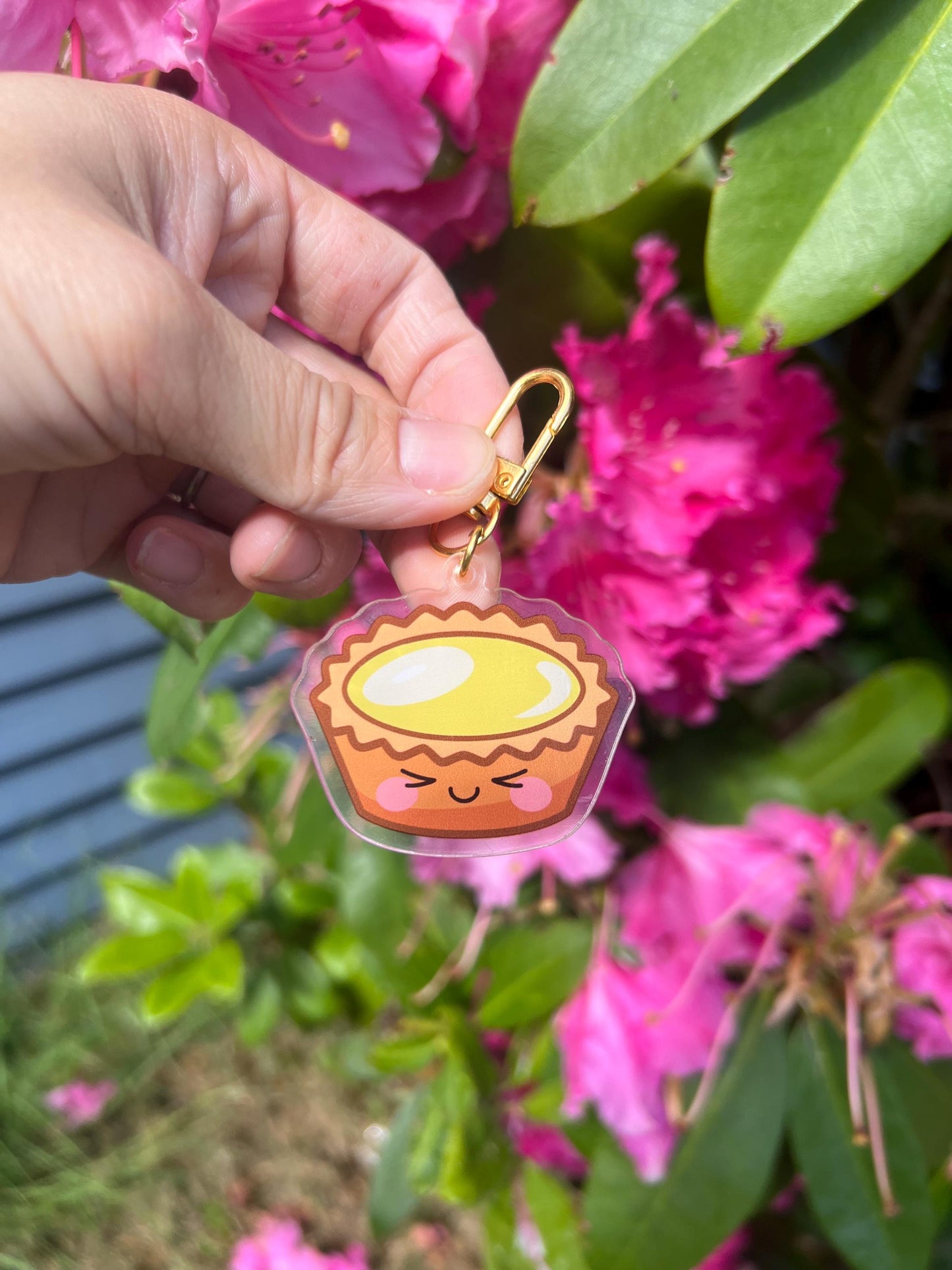 Egg tart acrylic key chain