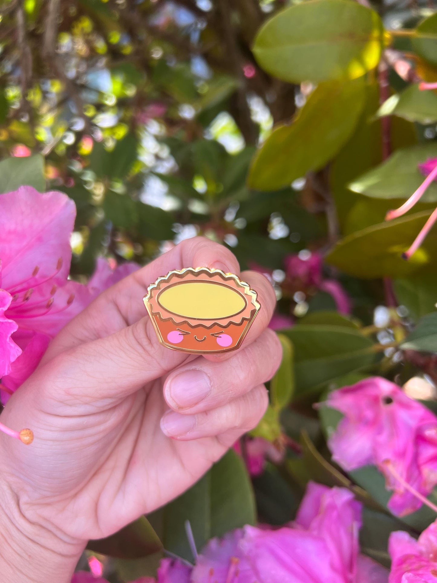 Egg tart enamel pin