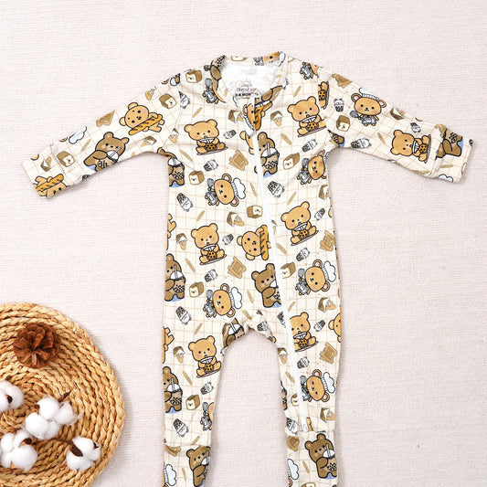 Boba Bear Bakery Cafe Romper